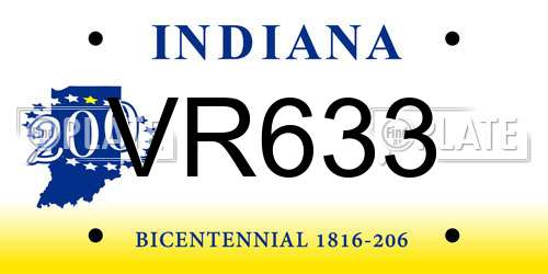 VR633 Indiana License Plate