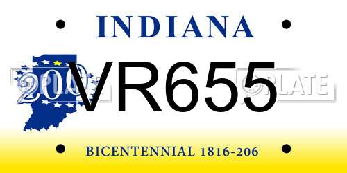 VR655 Indiana License Plate
