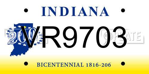 VR9703 Indiana License Plate