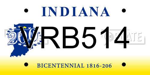 VRB514 Indiana License Plate