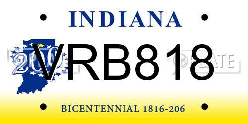 VRB818 Indiana License Plate