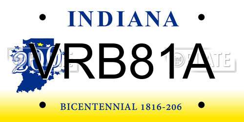 VRB81A Indiana License Plate