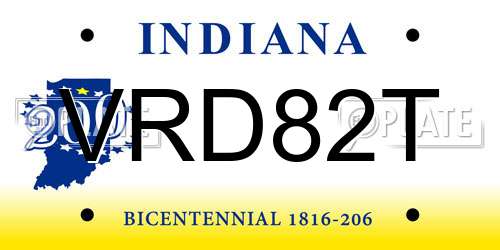 VRD82T Indiana License Plate