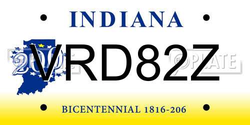 VRD82Z Indiana License Plate