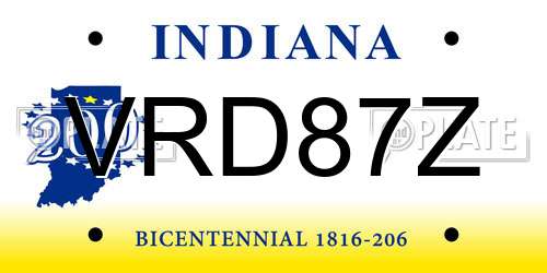 VRD87Z Indiana License Plate