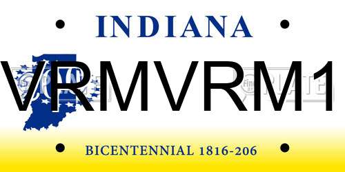 VRMVRM1 Indiana License Plate