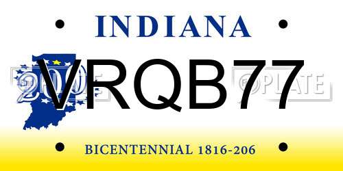VRQB77 Indiana License Plate