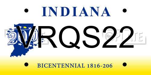 VRQS22 Indiana License Plate