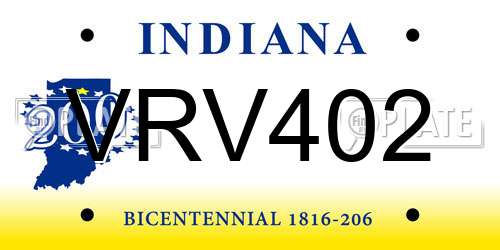 VRV402 Indiana License Plate