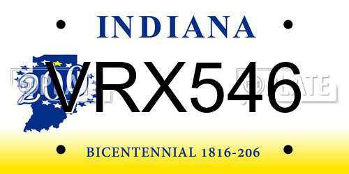 VRX546 Indiana License Plate