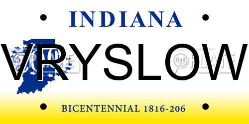 VRYSLOW Indiana License Plate