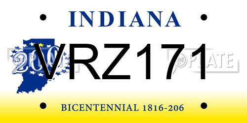 VRZ171 Indiana License Plate