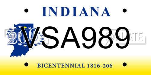 VSA989 Indiana License Plate