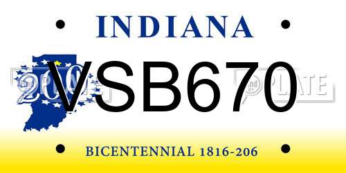 VSB670 Indiana License Plate