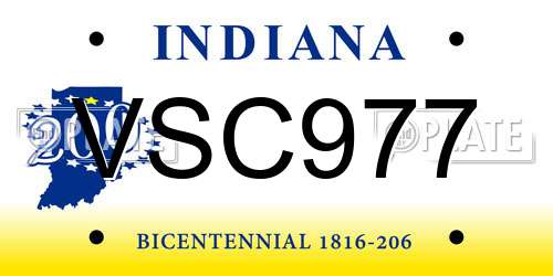 VSC977 Indiana License Plate
