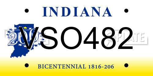 VSO482 Indiana License Plate