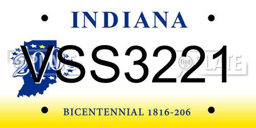 VSS3221 Indiana License Plate