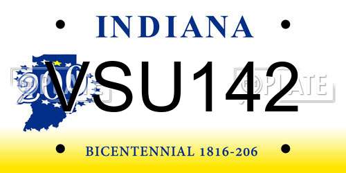 VSU142 Indiana License Plate