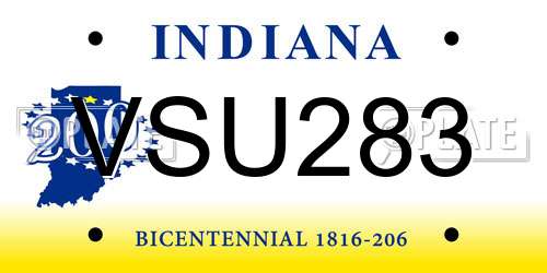 VSU283 Indiana License Plate