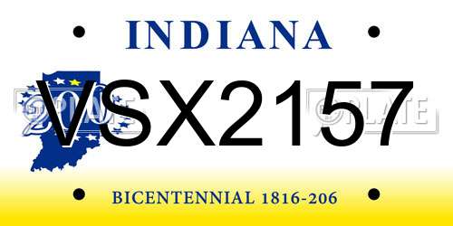 VSX2157 Indiana License Plate