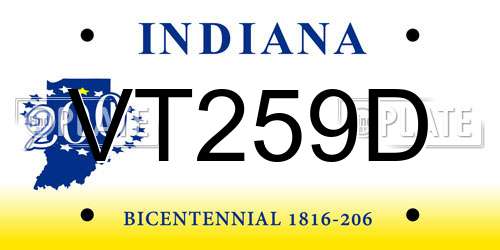 VT259D Indiana License Plate