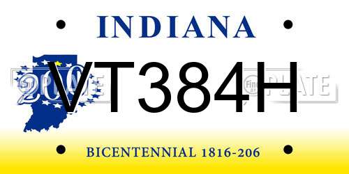 VT384H Indiana License Plate