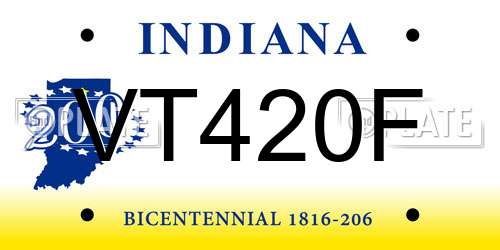 VT420F Indiana License Plate
