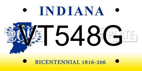 VT548G Indiana License Plate