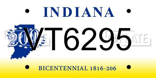 VT6295 Indiana License Plate