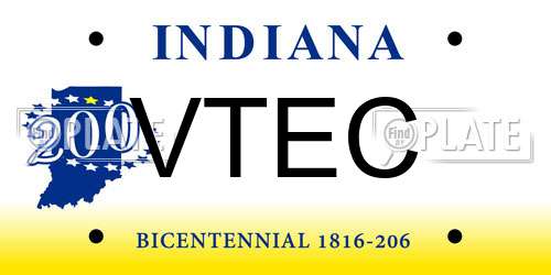VTEC Indiana License Plate