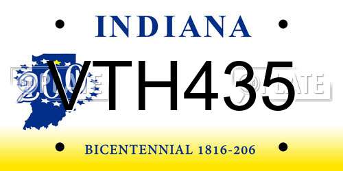 VTH435 Indiana License Plate
