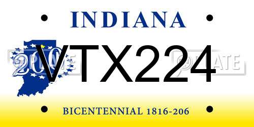VTX224 Indiana License Plate