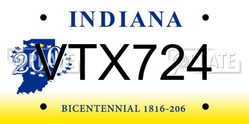 VTX724 Indiana License Plate