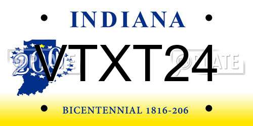 VTXT24 Indiana License Plate