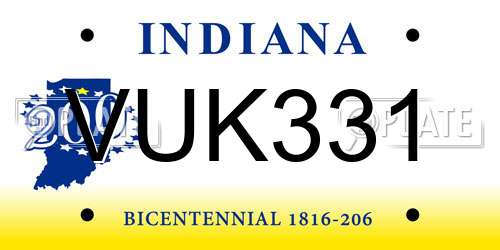 VUK331 Indiana License Plate
