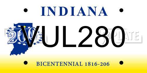 VUL280 Indiana License Plate