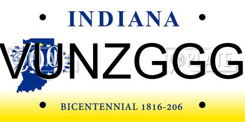 VUNZGGG Indiana License Plate
