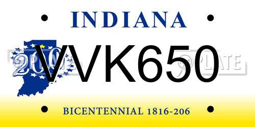 VVK650 Indiana License Plate