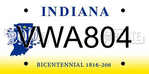 VWA804 Indiana License Plate