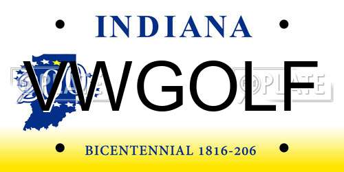 VWGOLF Indiana License Plate