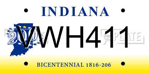 VWH411 Indiana License Plate