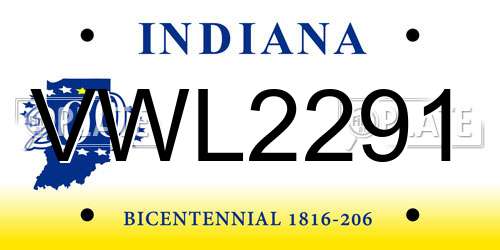 VWL2291 Indiana License Plate