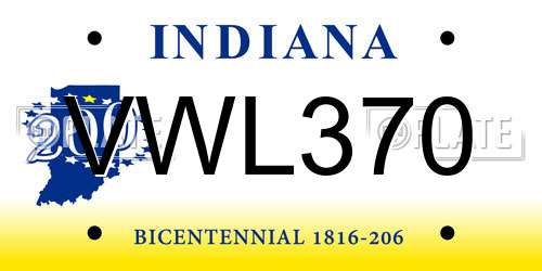 VWL370 Indiana License Plate