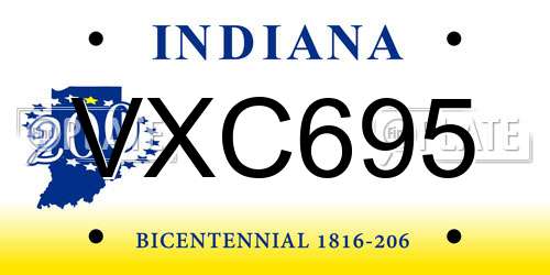 VXC695 Indiana License Plate
