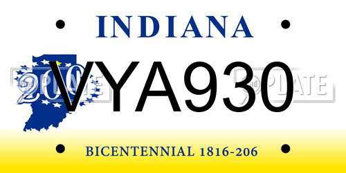 VYA930 Indiana License Plate