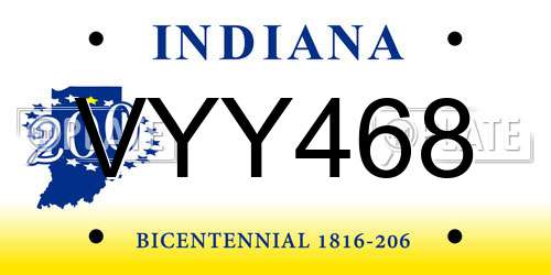 VYY468 Indiana License Plate