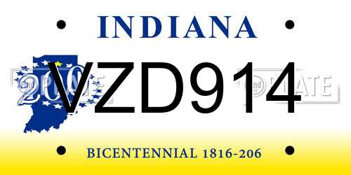 VZD914 Indiana License Plate