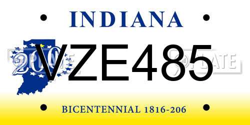 VZE485 Indiana License Plate