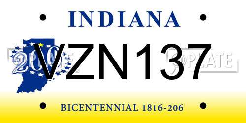 VZN137 Indiana License Plate
