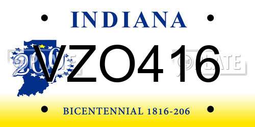 VZO416 Indiana License Plate